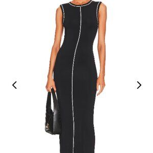 The Line by K Black Sleeveless Contrast Stitch Maxi Dress